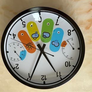 Silent Wall Clock Living Room Office Modern Creative Clock Round Barometer Temperature Humidity Time Clock Fashion Quartz Clock