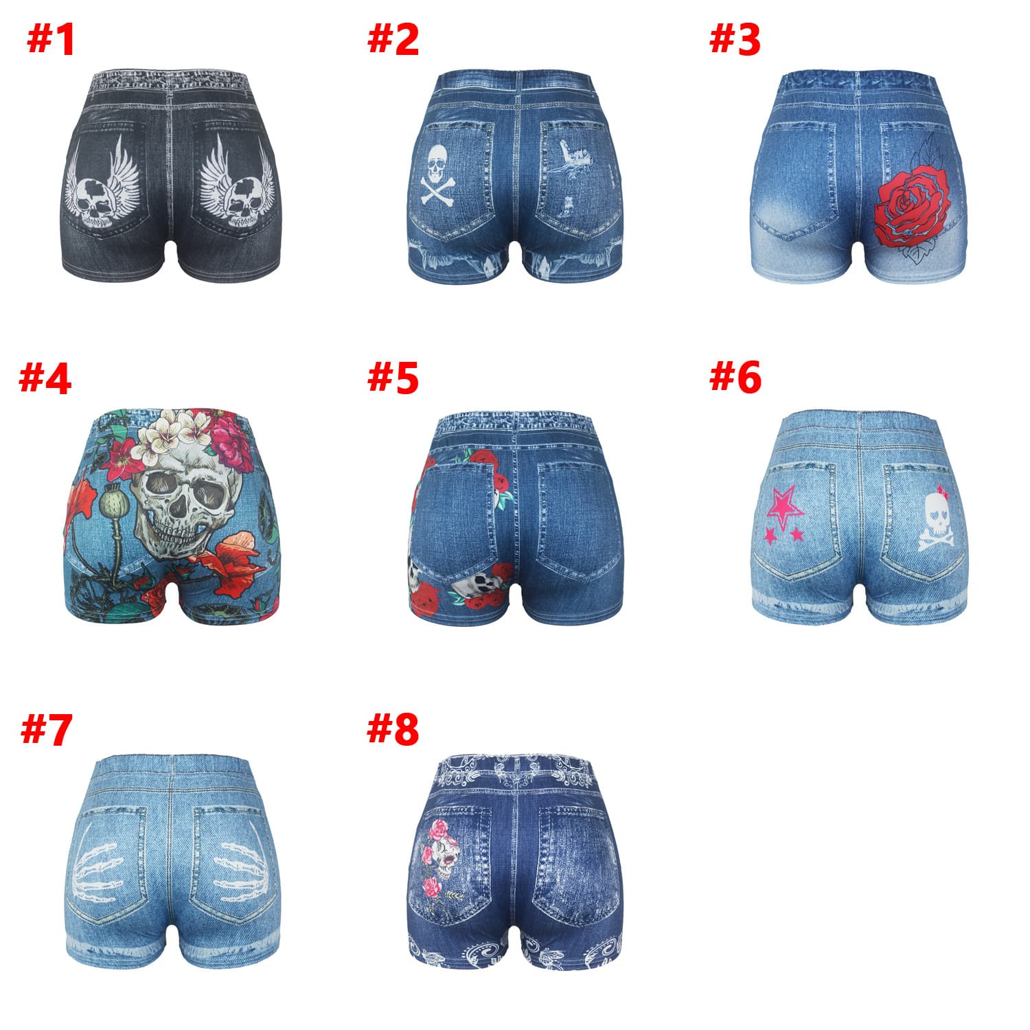 Sexy Ladies' Fitted Short Pants Denim Print Yoga Trousers Tight Women's Shorts Popular Sale Fashionable Comfortable Casual Short