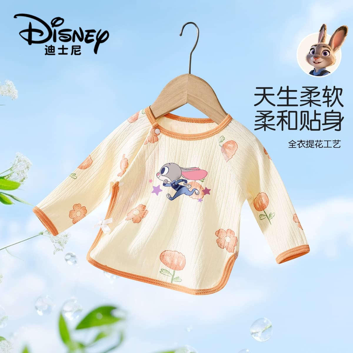 Disney Newborn Half-back Baby Backboneless Class A Pure Cotton 0-3 Months Baby Long-Sleeved Monk Clothes