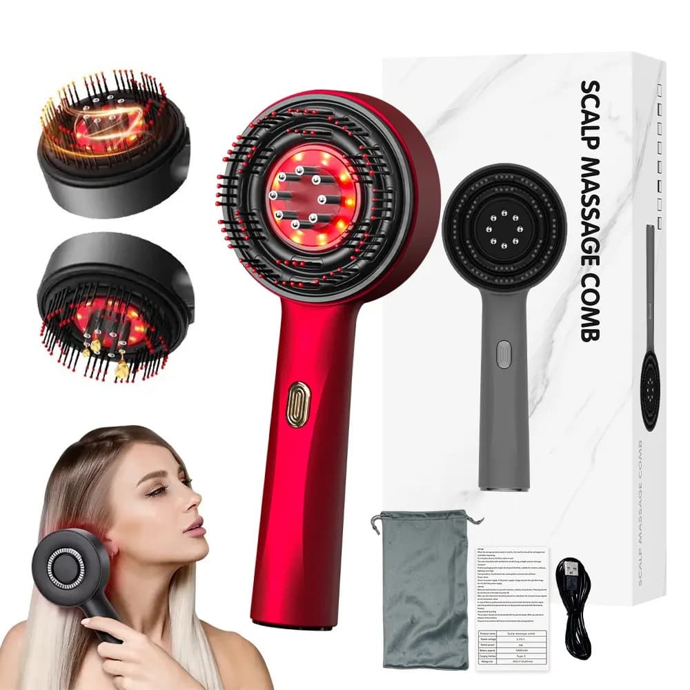 Scalp Massage Comb with Medicine Applicator, Stone Scalp Nourishing Comb, Kneading Liquid Guide Red Light Scalp Massager, Medicine Introduction Device