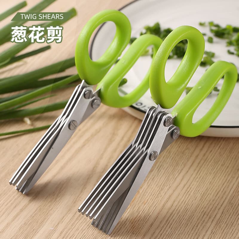 Factory Stock Multi-Layer Scallion Vegetable Scissors, Five-Layer Herb Chopping Scissors, Three-Layer Stainless Steel Kitchen Multi-Function