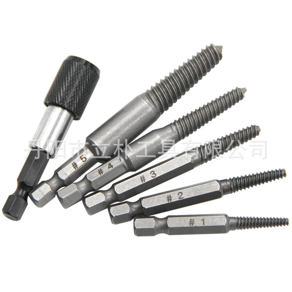5-Piece Set Hex Shank Broken Screw Extractors, 60mm Black Quick-Release Electric Hex Bolt Removal Tool