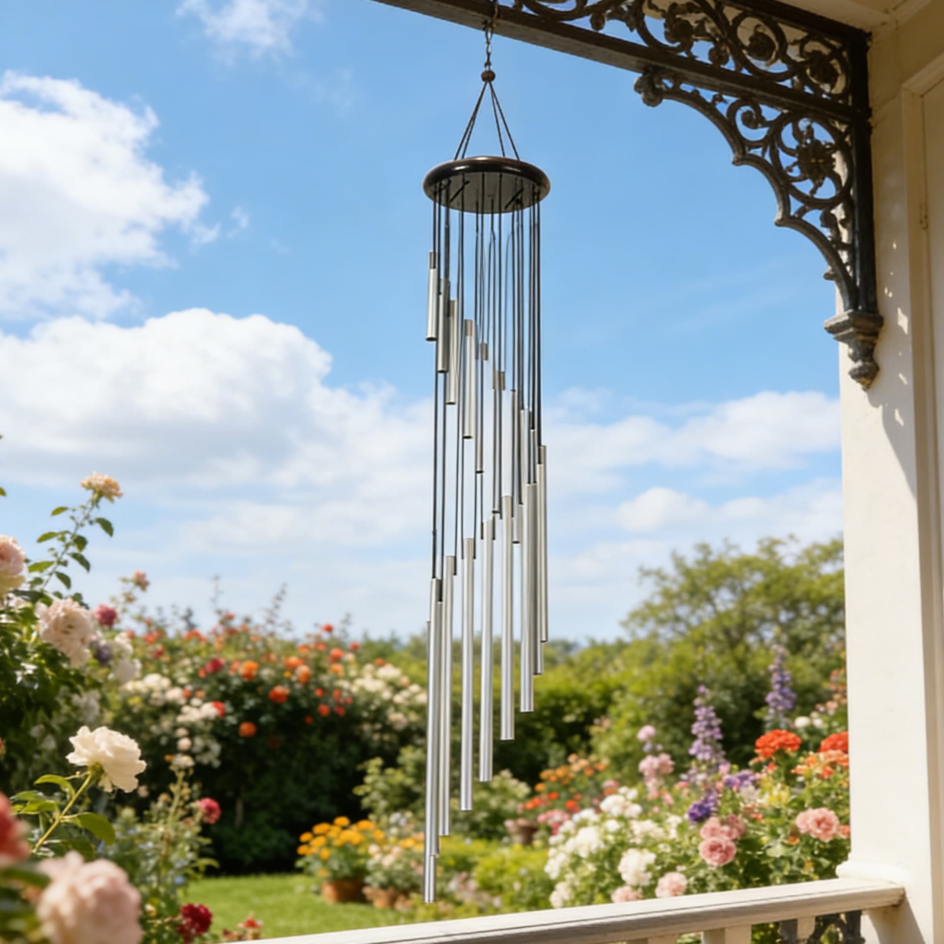 European and American popular pastoral style metal wind chimes scenic decoration home balcony garden metal bell hanging gifts