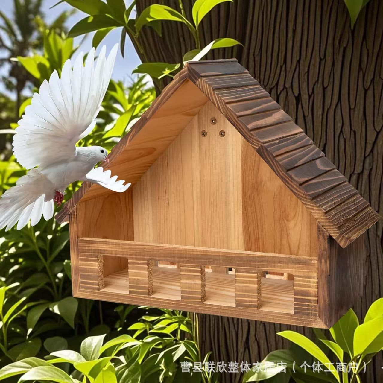 Wooden Birdhouse Vintage Bird Nest Hanging Tree Bird House for Parrots Sparrows Feeder Wall-Mounted Solid Wood Bird Feeder
