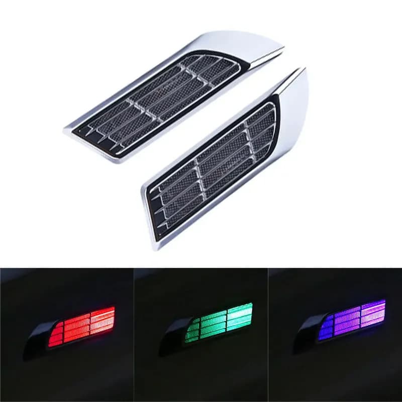 Cross-Border Hot Selling Solar Car Fender Fake Vent Ambient Light Decorative Light Auto Color Changing Warning Light