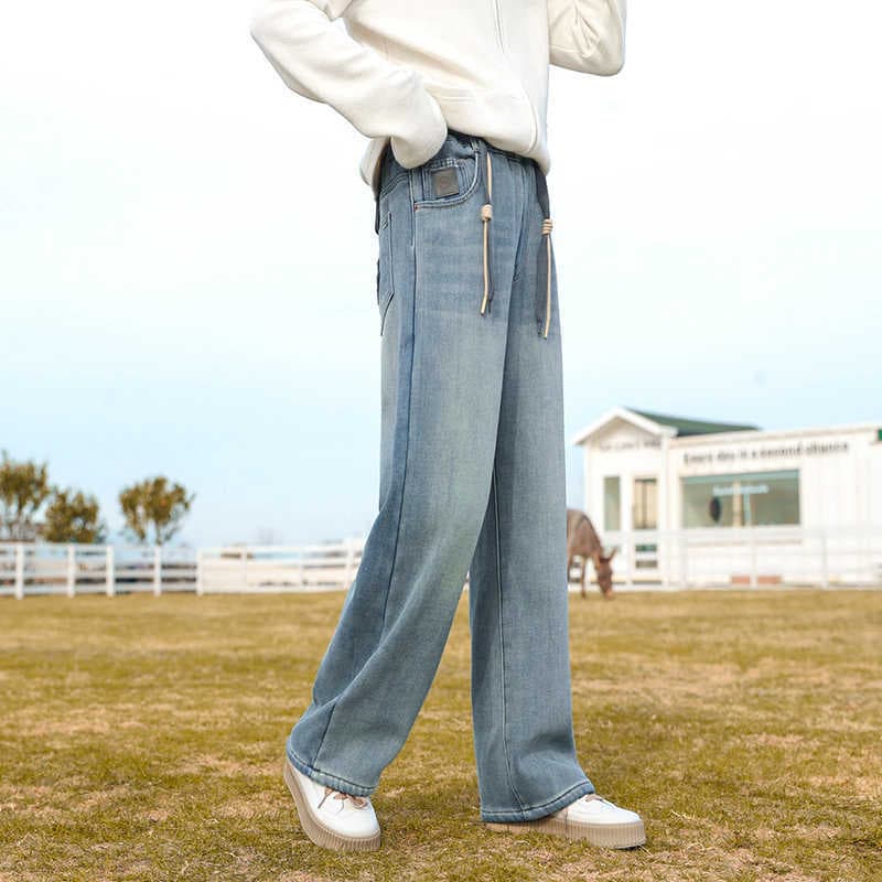 Girls' Wide Leg Jeans Spring Autumn 2025 New Straight Leg Pants Children's Pants Medium Big Girls Long Pants Loose