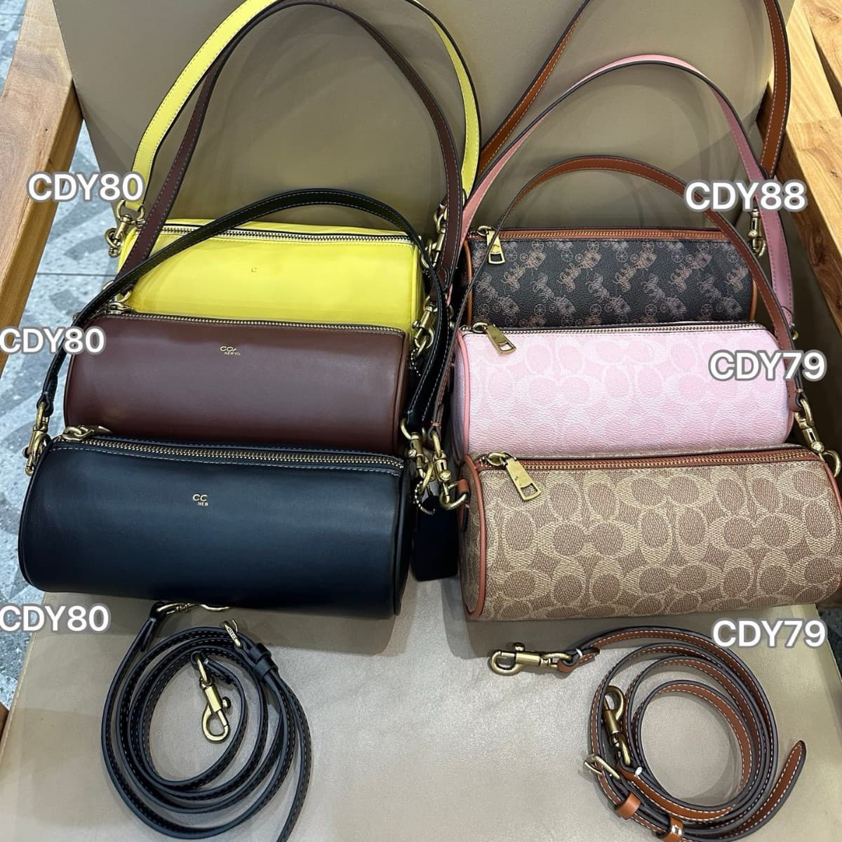 COACH New Classic Signature Monogram Cylinder Bag, Vintage Travel Organizer BARREL Commuter Crossbody Bag