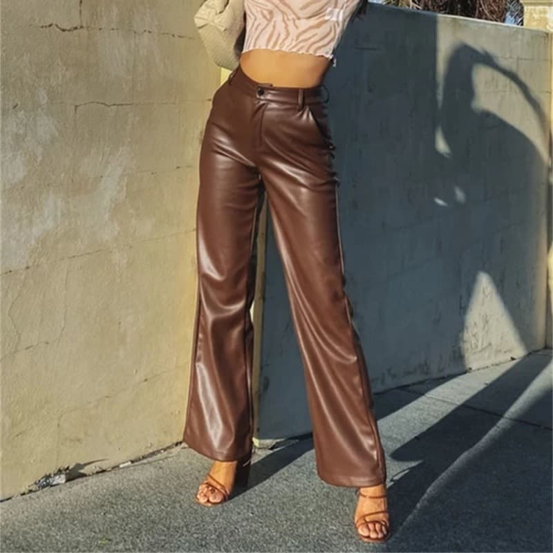2023 Amazon Wish PU Pants EU/US Foreign Trade Fashion New Women's High Stretch PU Leather Leggings Tights