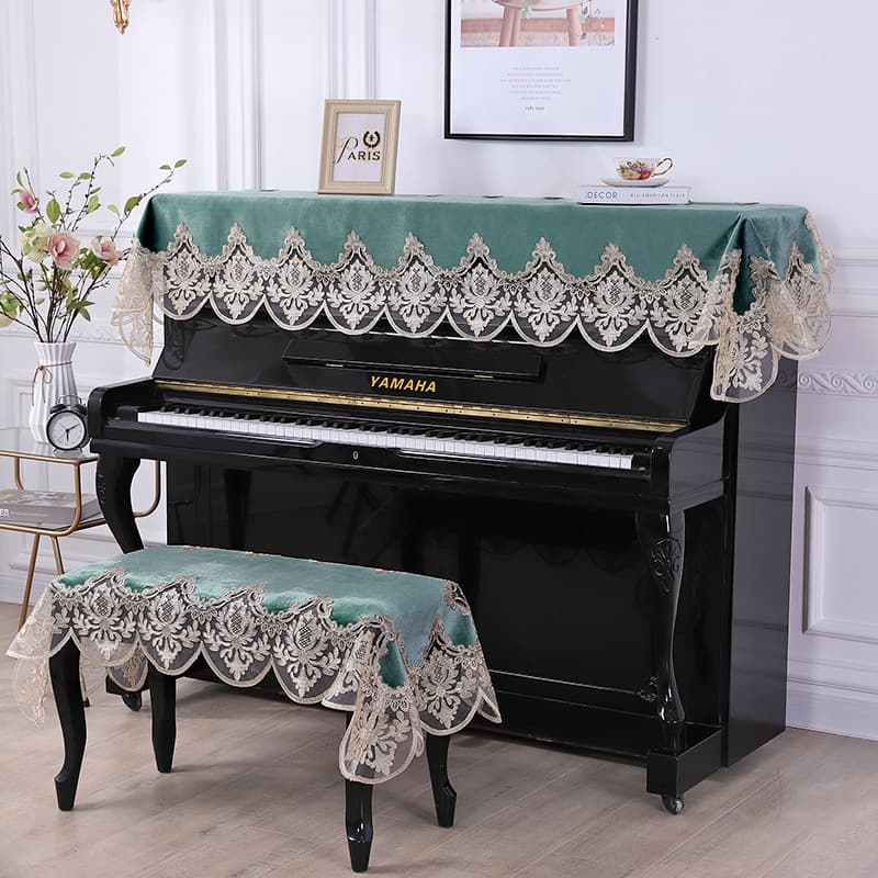 Luxury Velvet Piano Cover with Lace, Yamaha Dust Cover, American Modern Style Home Decor