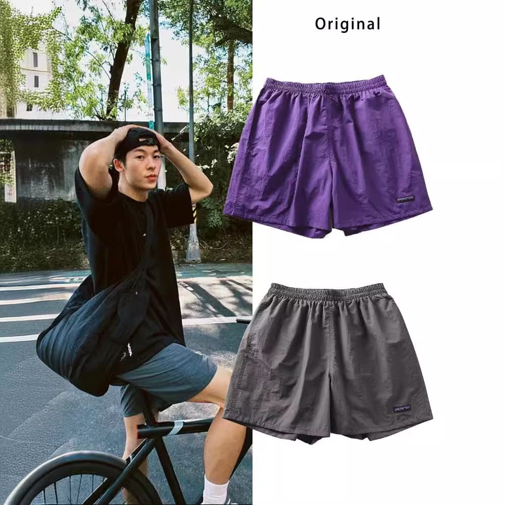 GFCPGUAN Quick-Dry Four-Part Nylon Fabric Shorts for Men, Summer Versatile Lightweight Breathable Sports Casual Beach Shorts