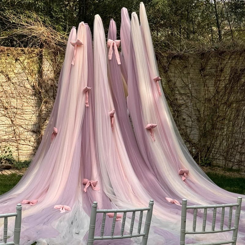 Forest-Style Outdoor Wedding Arrangement Swiss Gauze Monet Garden Outdoor Wedding Arch Decoration Colored Gauze Arrangement