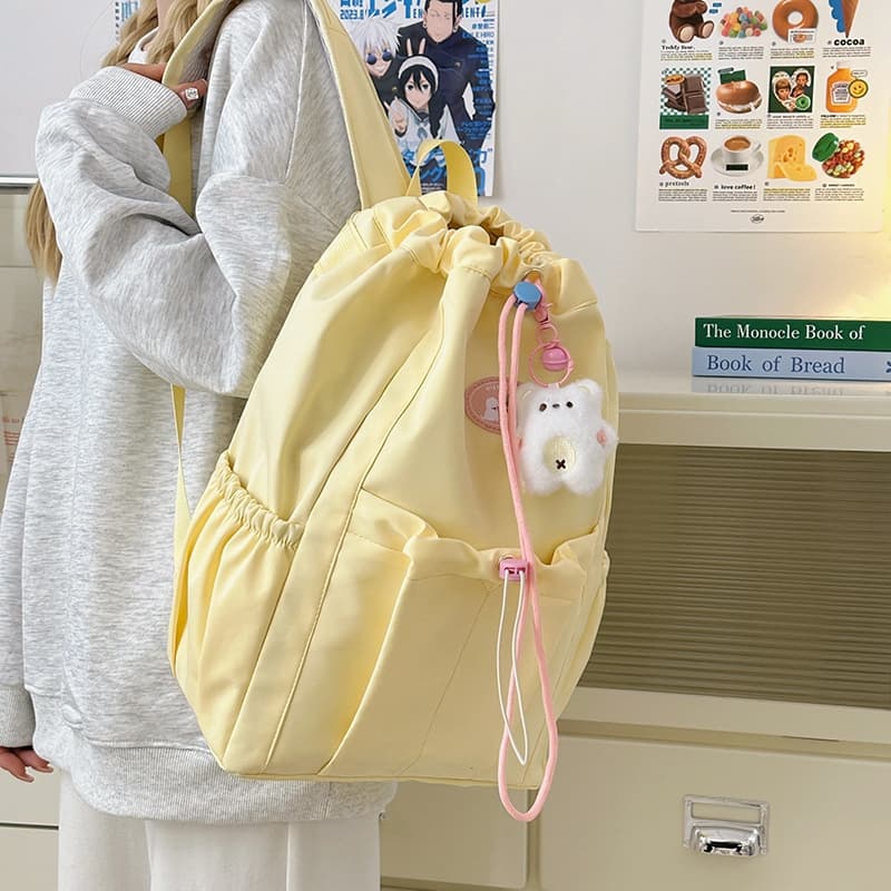 2025 new niche design women's backpack solid color cute large capacity bag, campus simple student backpack