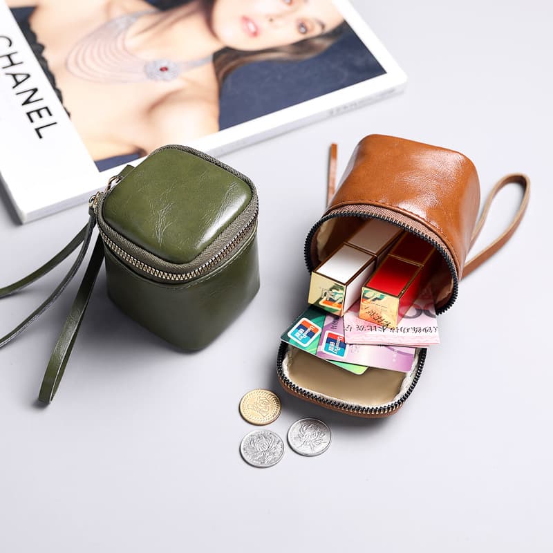 2025 New Hot Selling Mini Handbag Lipstick Bag, Earphone Bucket Bag, Genuine Soft Leather Coin Holder, INS Style