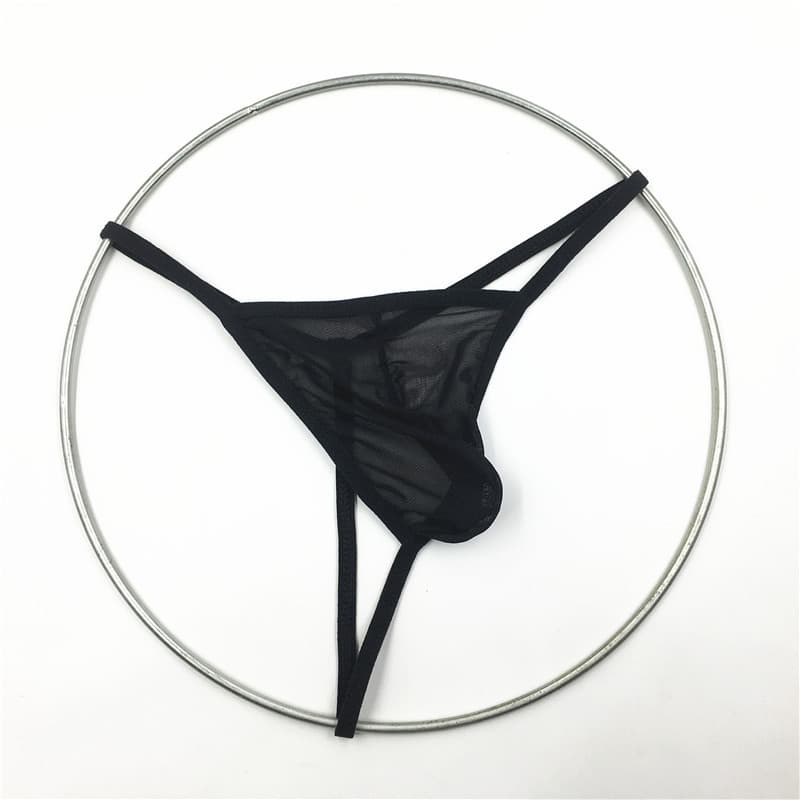Hot Selling Men's Sexy Thong Transparent Mesh Underwear T-Back Low Waist Elastic See-Through Underwear Wholesale Drop Shipping