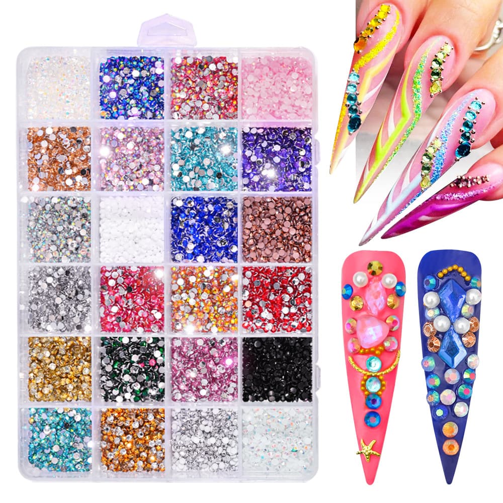 24-Grid Acrylic Rhinestones + Resin Rhinestones 3mm Round Rhinestones