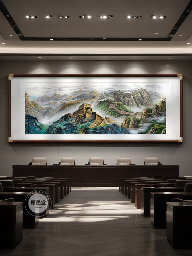Great Wall Mountain Landscape Chinese Ink Painting for Living Room Sofa Background Wall Decoration Office