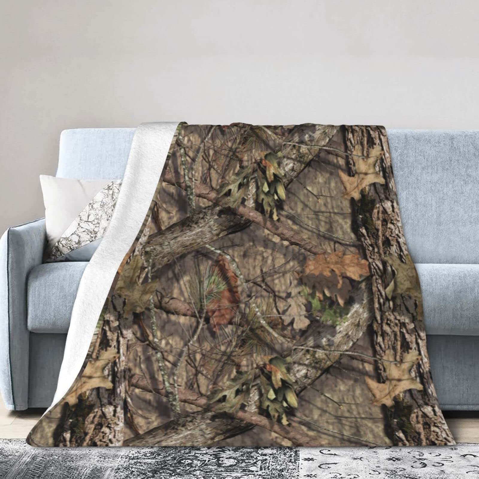 Camouflage Hunting Forest Fleece Blanket, Soft and Comfortable Flannel, Warm Home Essential, Printed All-Season Blanket