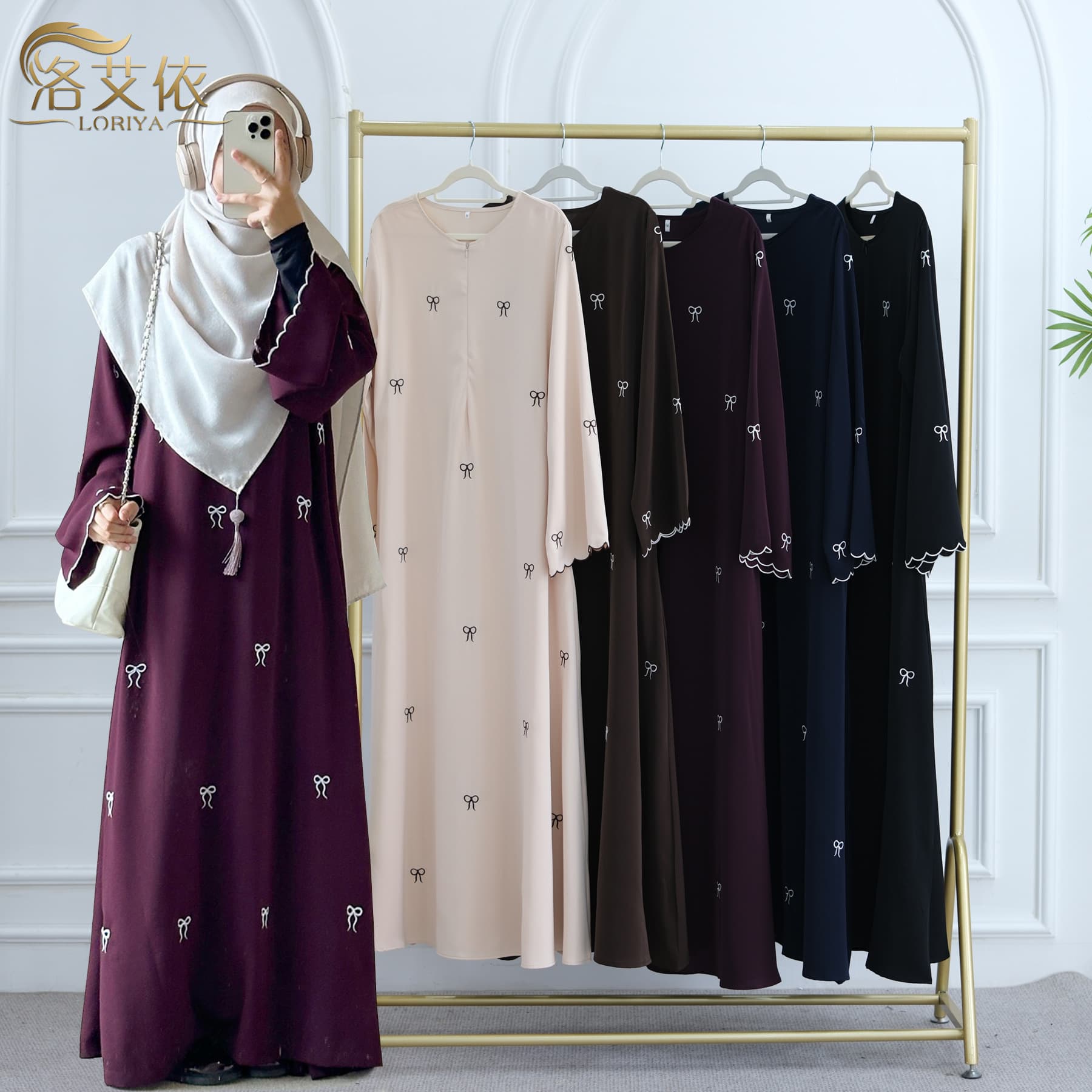 Loriya 2025 AliExpress Dubai Middle East Turkey Dubai Bow Embroidered Dress LR1000