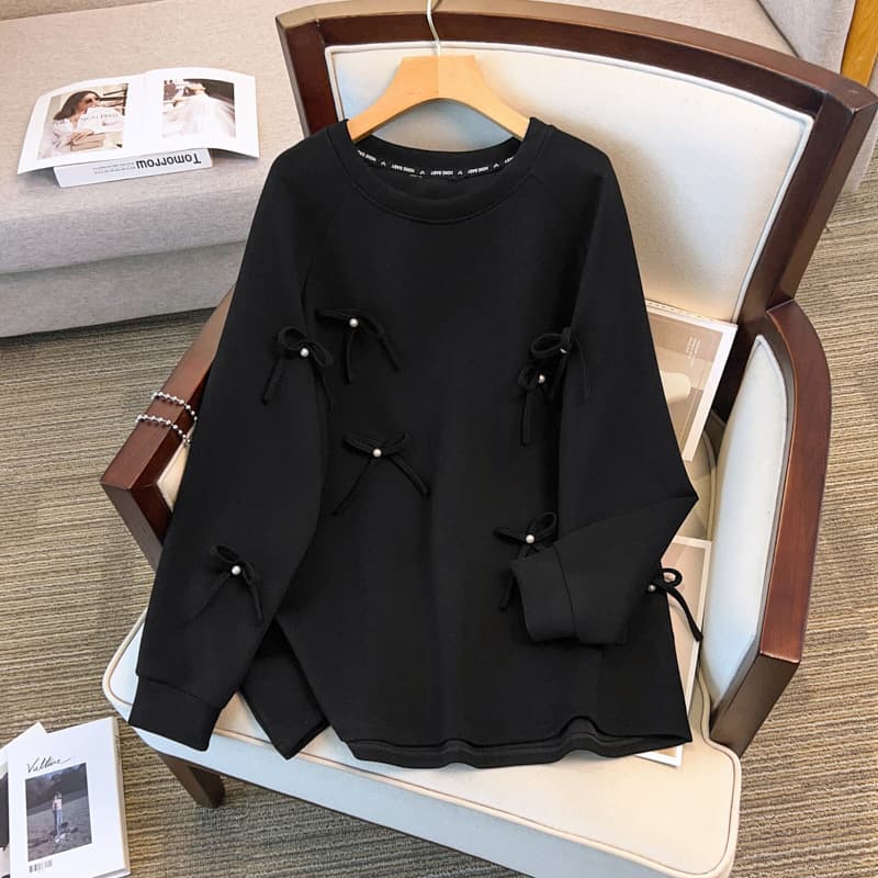 Plus Size Women's 300lb Fashion Loose Fall/Winter T-Shirt Sweatshirt 666, Extra Large Bust 160 150