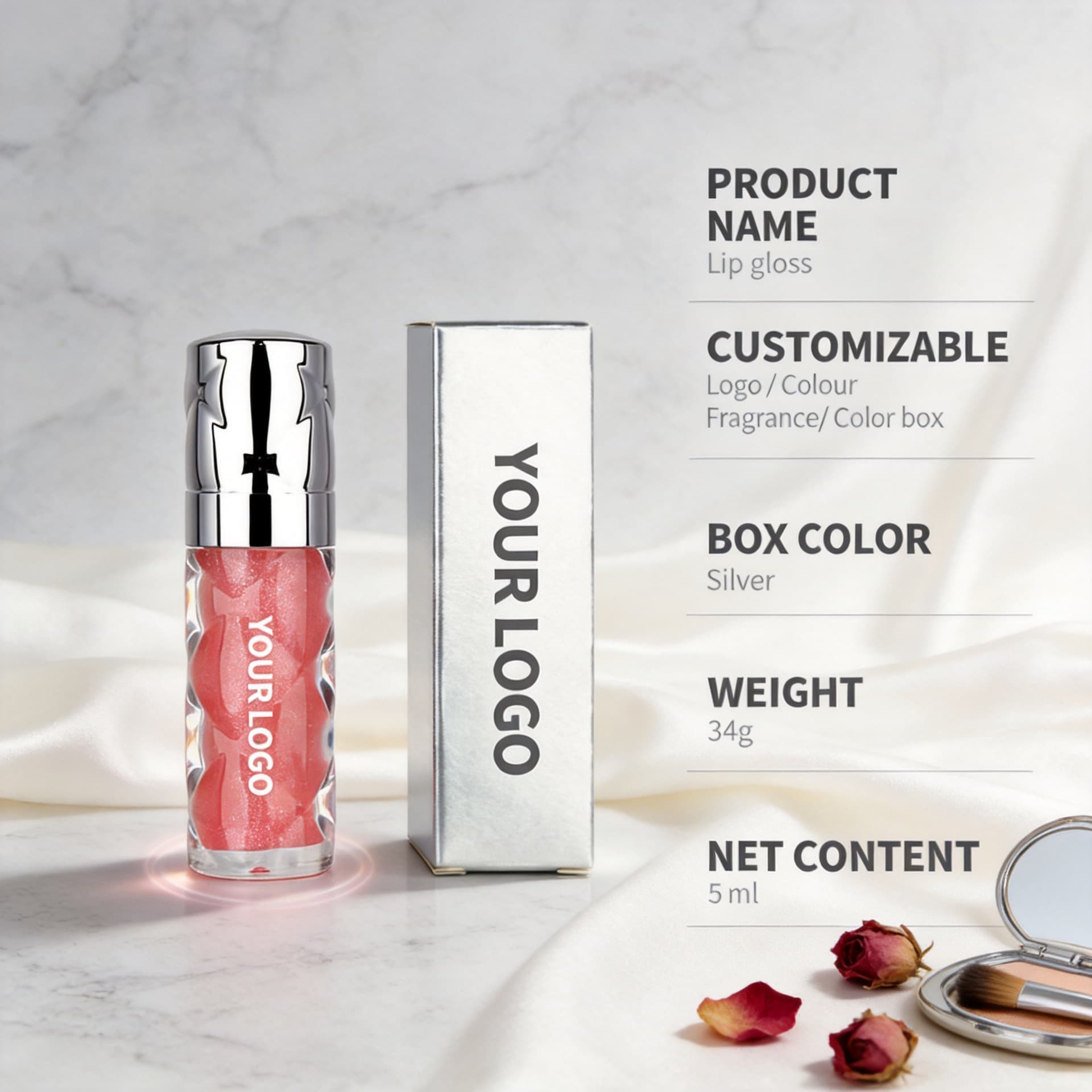 Cross-border Makeup Moisturizing Glass Lip Gloss Mirror Lipstick Non-Stick Cup Non-Fading Water Gloss Lip Gloss Customizable