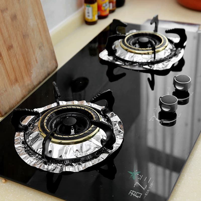 Gas Stove Oil-Proof Pad, Gas Stove Protective Sticker, Kitchen Round Stove Cover, Tin Foil Ring, Aluminum Foil Stove Pad