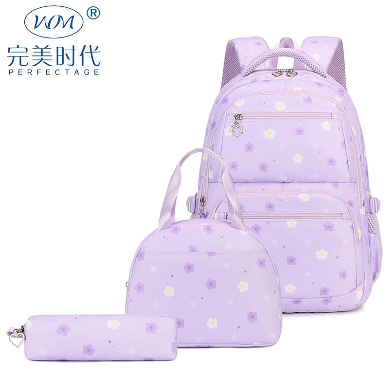 Cross-border Special Supply School Backpack Set for Primary and Secondary School Students, Girls' Spine-Protecting Waterproof Backpack, Amazon Best Seller Student Bag