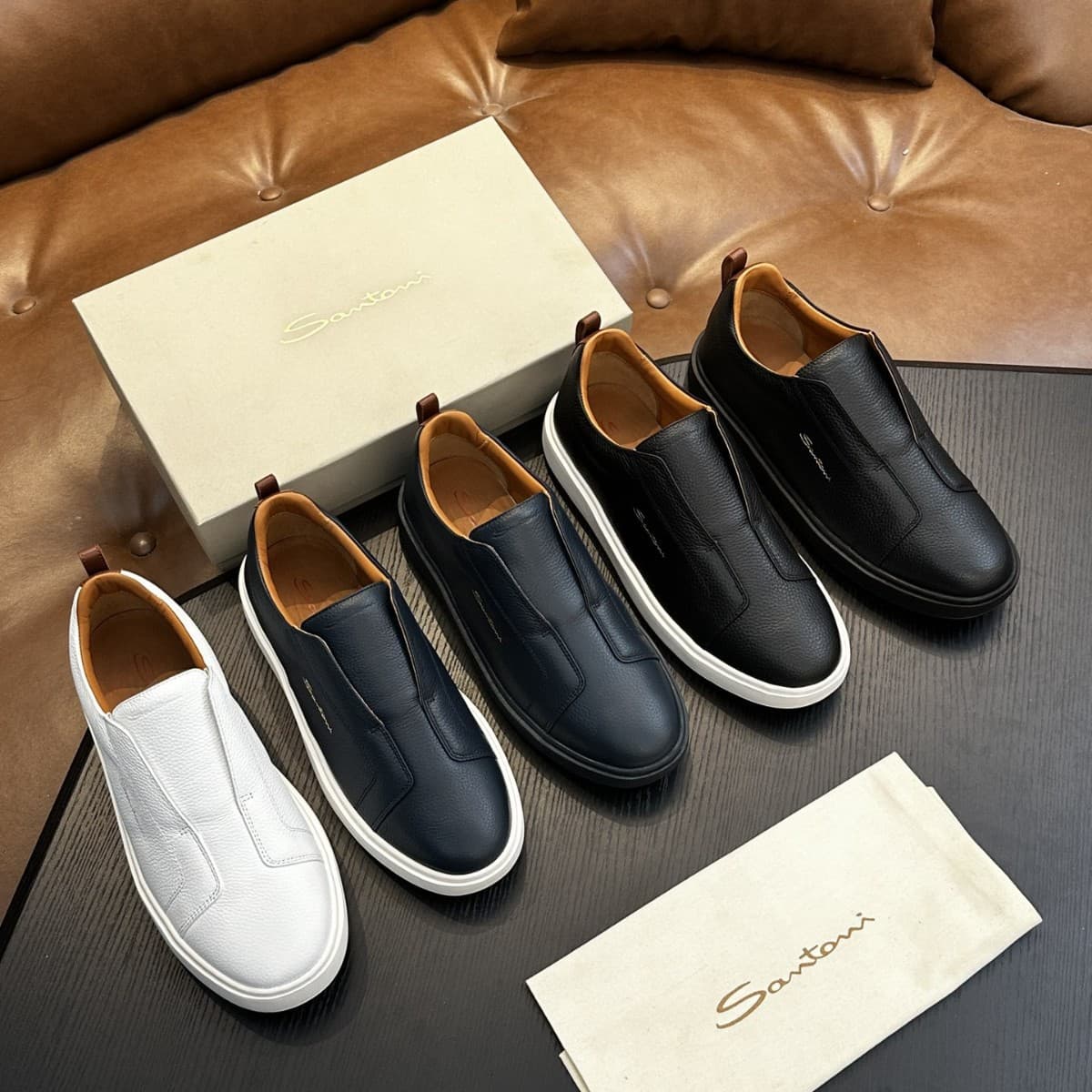 Cross-Border Casual Leather Shoes, Comfortable and Breathable Genuine Leather, Non-Slip, Trendyy Flat Heel Slip-Ons, Pure Color Business Men's Shoes, Customized St