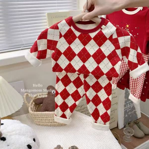 Boys' Autumn and Winter Thermal Underwear Set, Cotton High-Waist Belly Protection, Thickened Infant Sleepwear