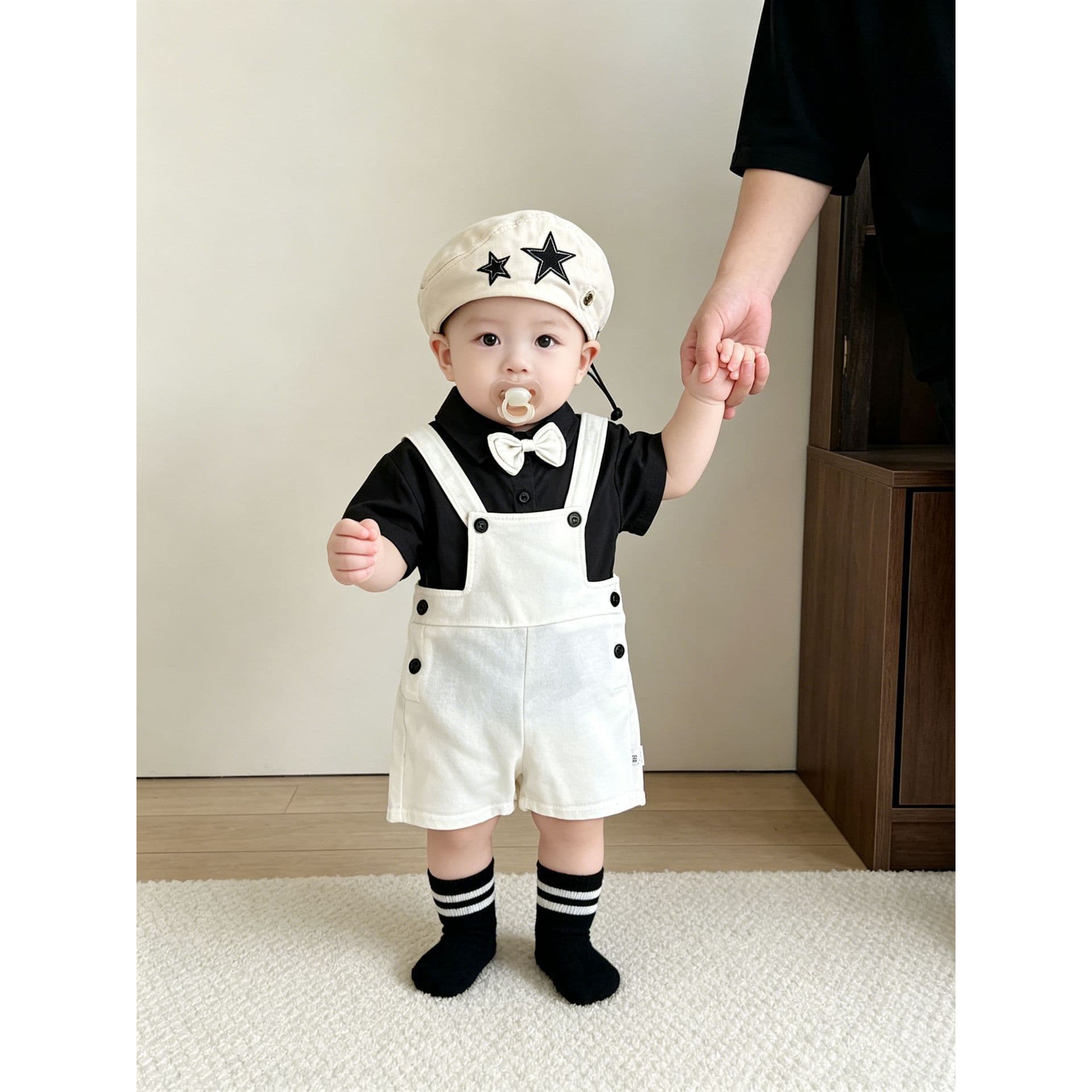 Handsome baby boy suit summer new fashionable infant summer little boy's first week dress hundred days two-piece set