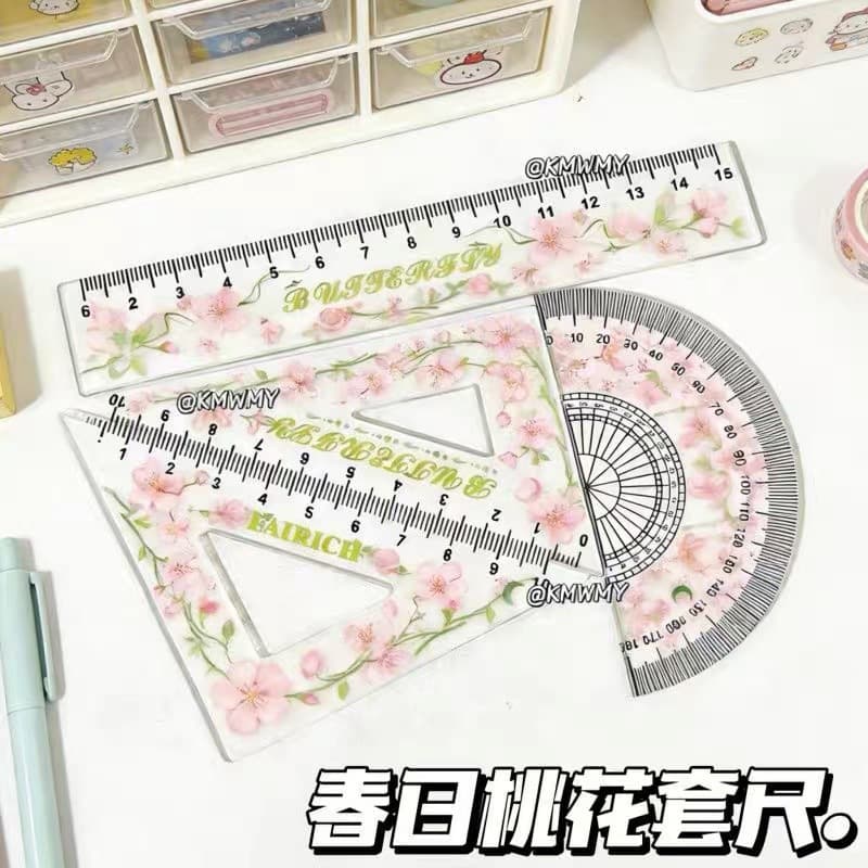 Ink-style Orchid Pavilion collection preface Wang Xizhi's ancient style Chinese ruler set student ruler ruler triangle ruler custom-made