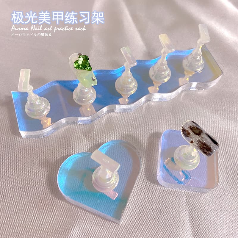 Japanese High-Transparency Aurora Iridescent Nail Art Practice Stand, Practice Holder, Nail Tip Holder, Nail Tip Display Stand for Beginners