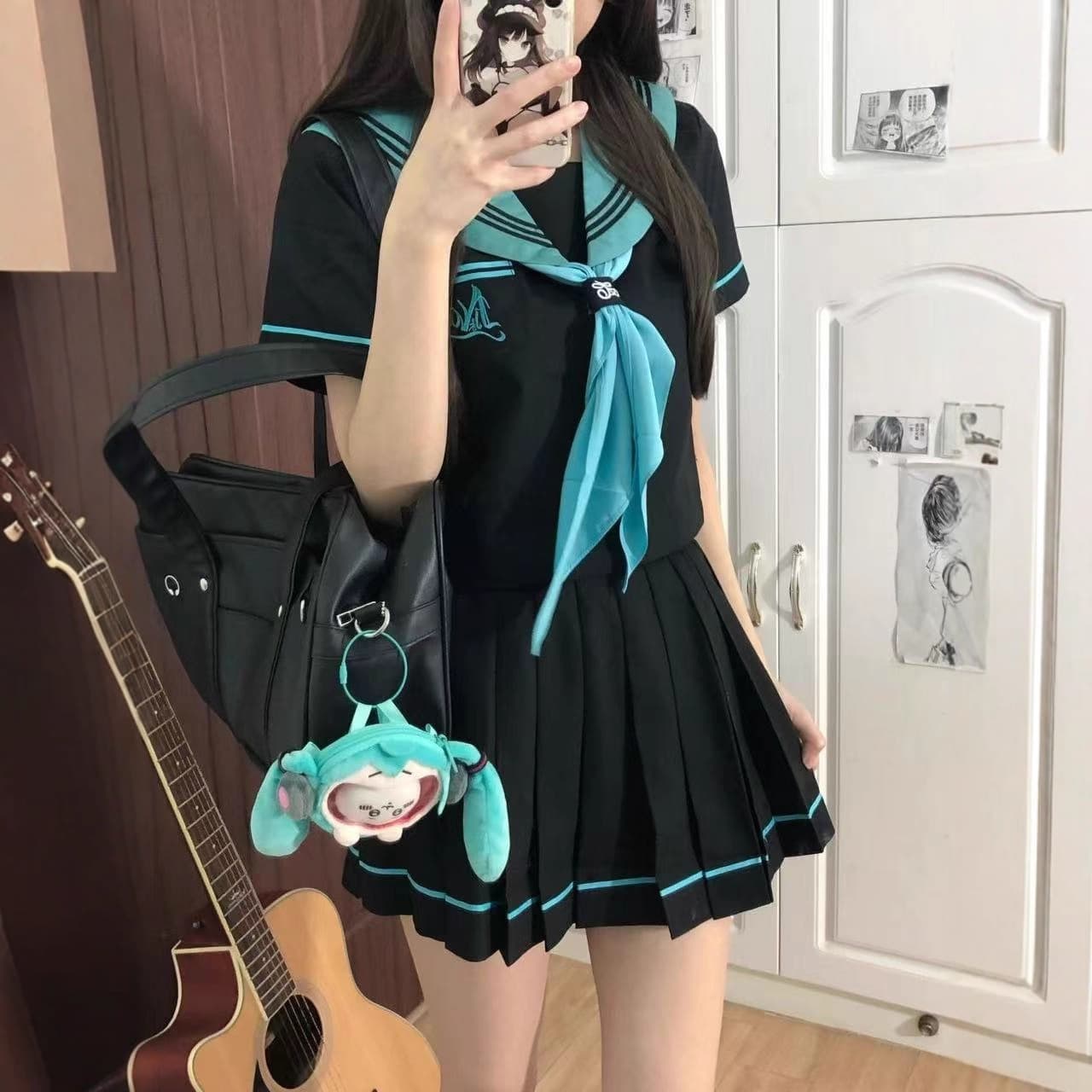 JK Original Whitening JK Uniform Basic School Style Japanese School Waterfront Sailor Outfit Hatsune Miku Set Cos Costume for Women
