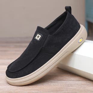 Old Beijing New Style Cloth Shoes 2026 Men's Breathable Canvas Shoes Soft Sole Men's Board Shoes Black Men's Shoes