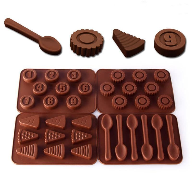 Christmas silicone number chocolate molds, DIY spoons, sunflower ice molds, jelly pudding craft tools