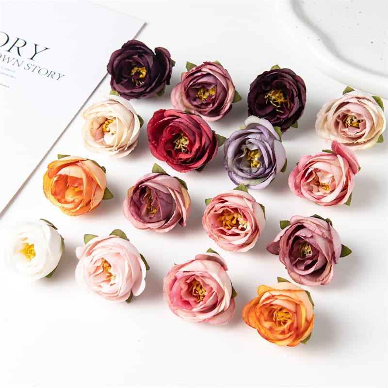 Simulated retro silk rose bud DIY handmade hair accessories garland material wedding home decoration accessories flowers