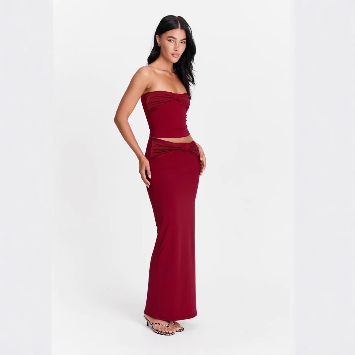 Cross-border European and American Style Women's Summer Sexy Strapless Fashion Suit Long Dress Amazon Hot Selling Slim Fit Two-Piece Set