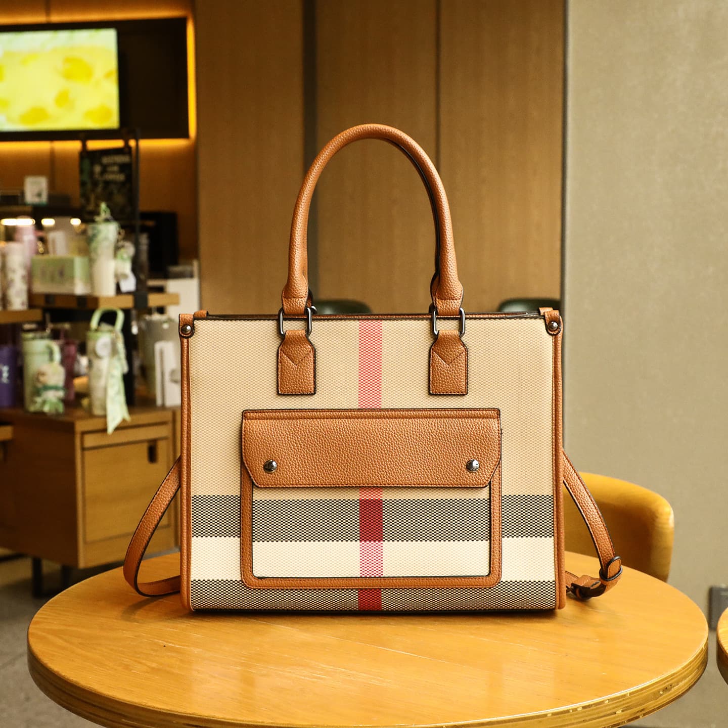 European and American fashionable and casual large-capacity genuine leather women's bag trendy 2026 new high-end plaid bag cowhide large bag tote bag