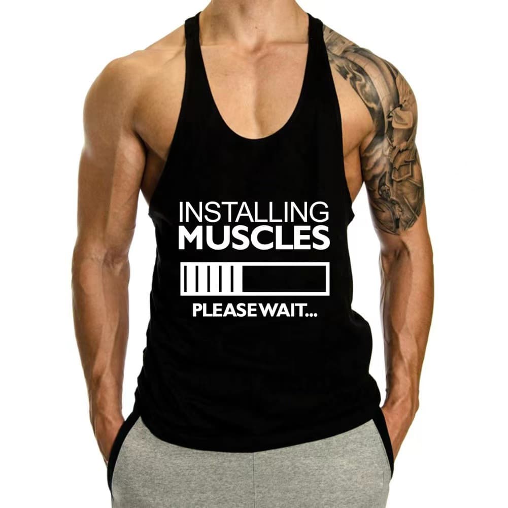 Drop Shipping Fitness Vest Training Muscle Racerback Tank Top 3D Print Bodybuilding Thin Strap Sleeveless T-Shirt
