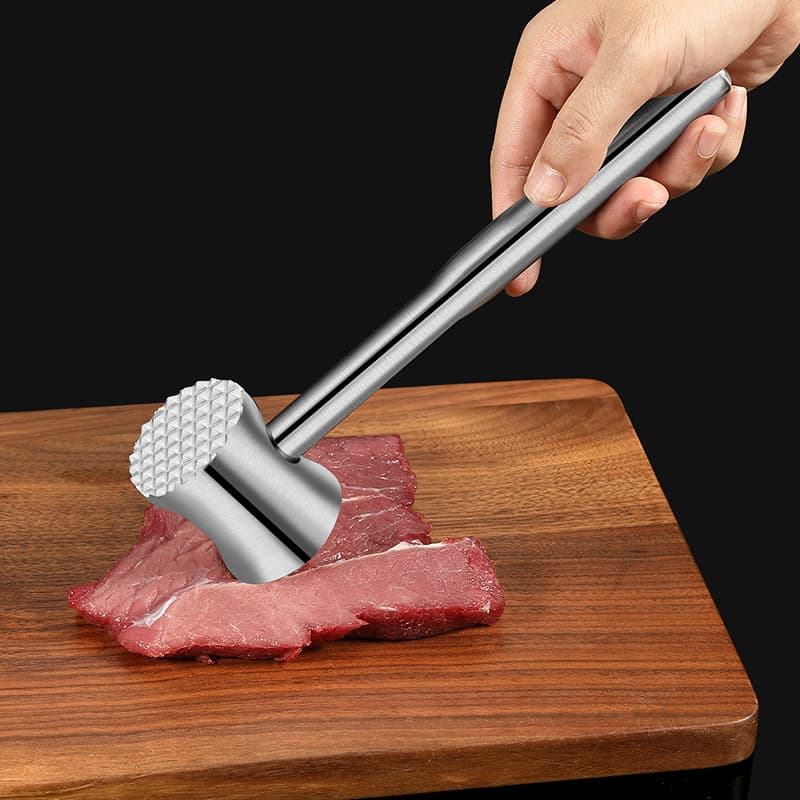 Cross-border 304 Stainless Steel Precision Cast Meat Hammer Home Use Steak Tendon Breaker Tenderizer Solid Waist-shaped Hammer