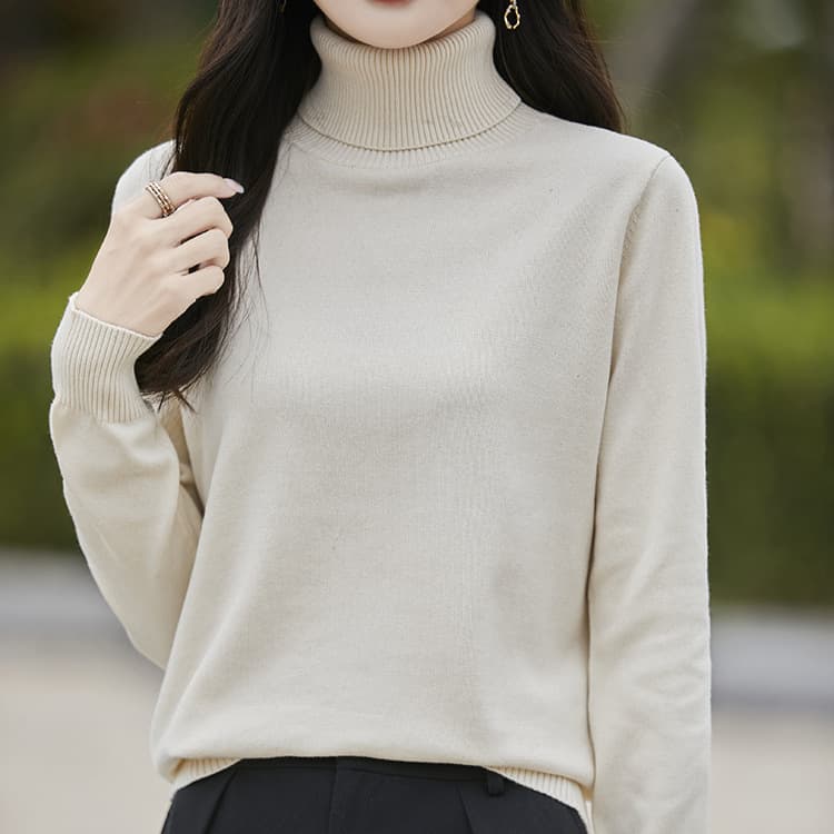 Cotton turtleneck thickened sweater for women 2026 autumn and winter new pullover loose slimming knitted bottoming shirt women's top