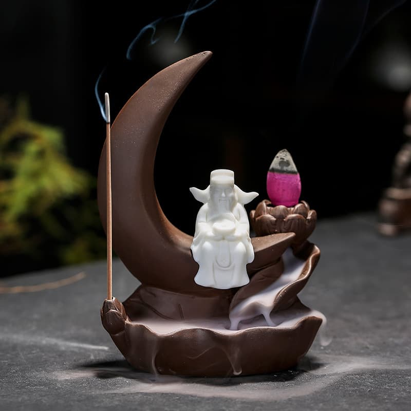 Purple sand backflow incense burner to attract wealth, Buddhist statues, handicrafts, creative antique household indoor incense inserts, aromatherapy burner ornaments wholesale