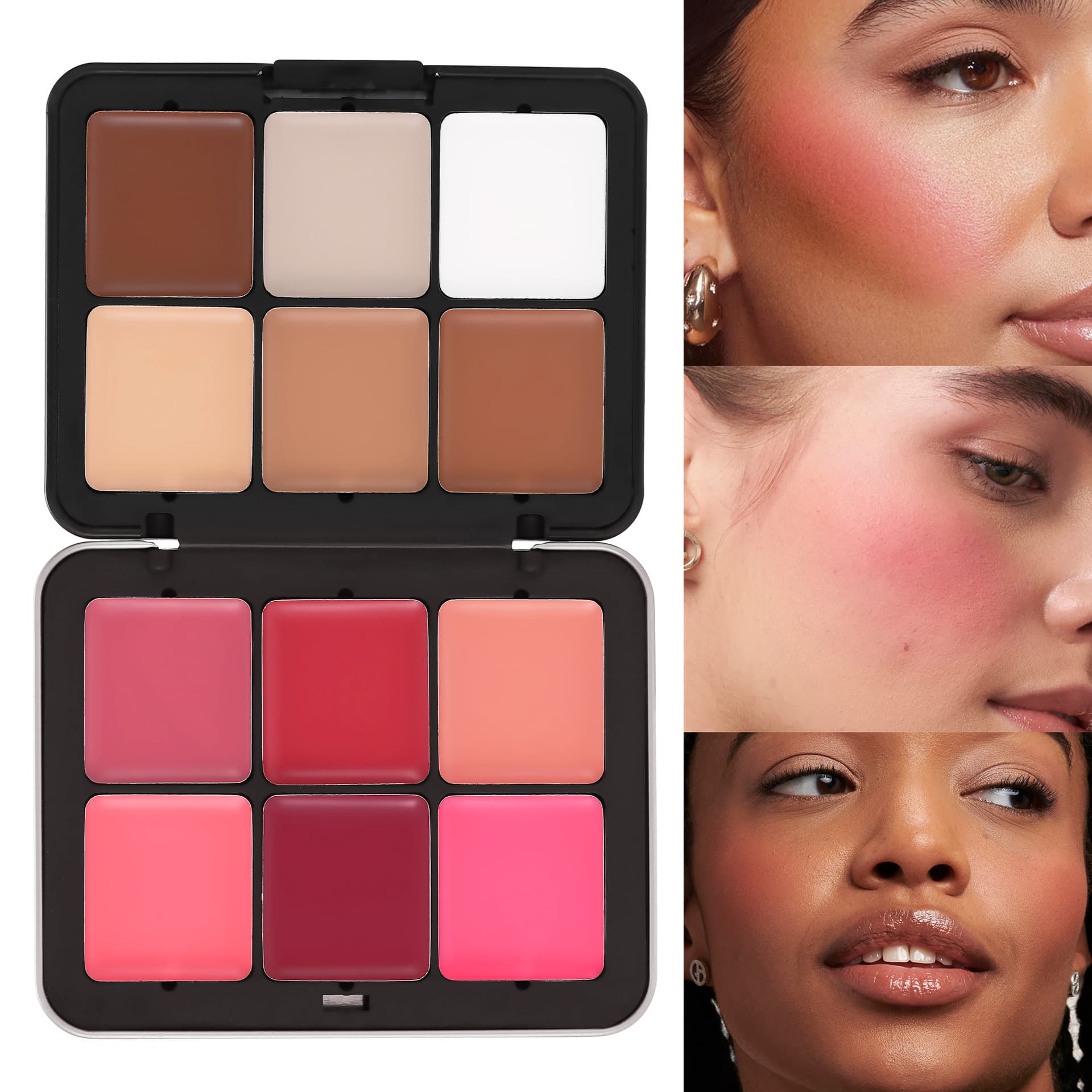 Cross-border 12-Color Tin Box Blush Palette Handaiyan Makeup Highlight Contour All-in-One Palette Matte Concealer Blush Cream