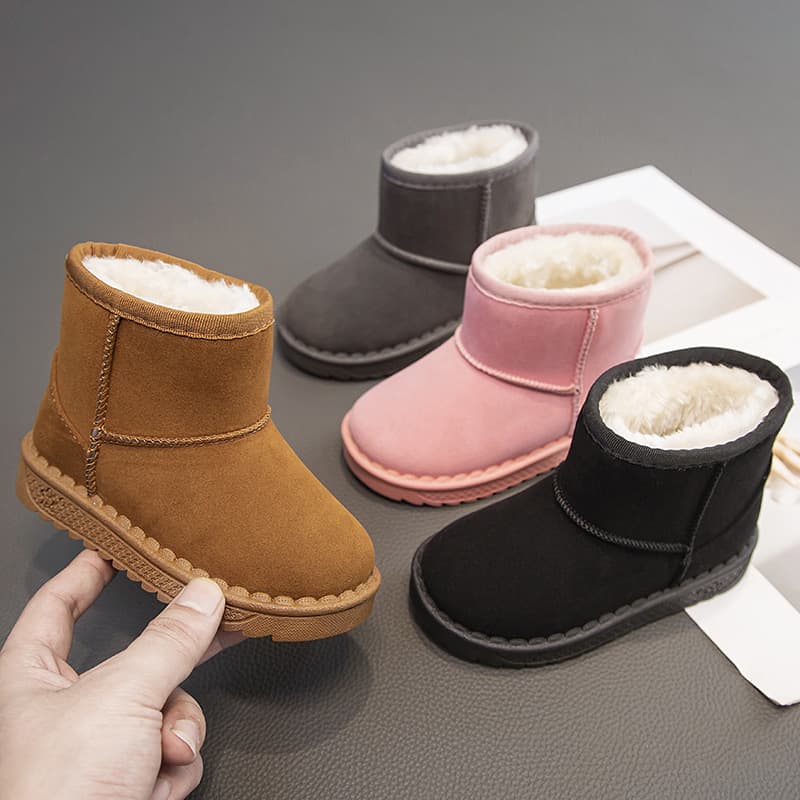 Children's Snow Boots 2025 Winter Style Girls' Cotton Boots Warm, Boys' Short Boots Fleece-Lined Thickened for Big Kids Cotton Shoes