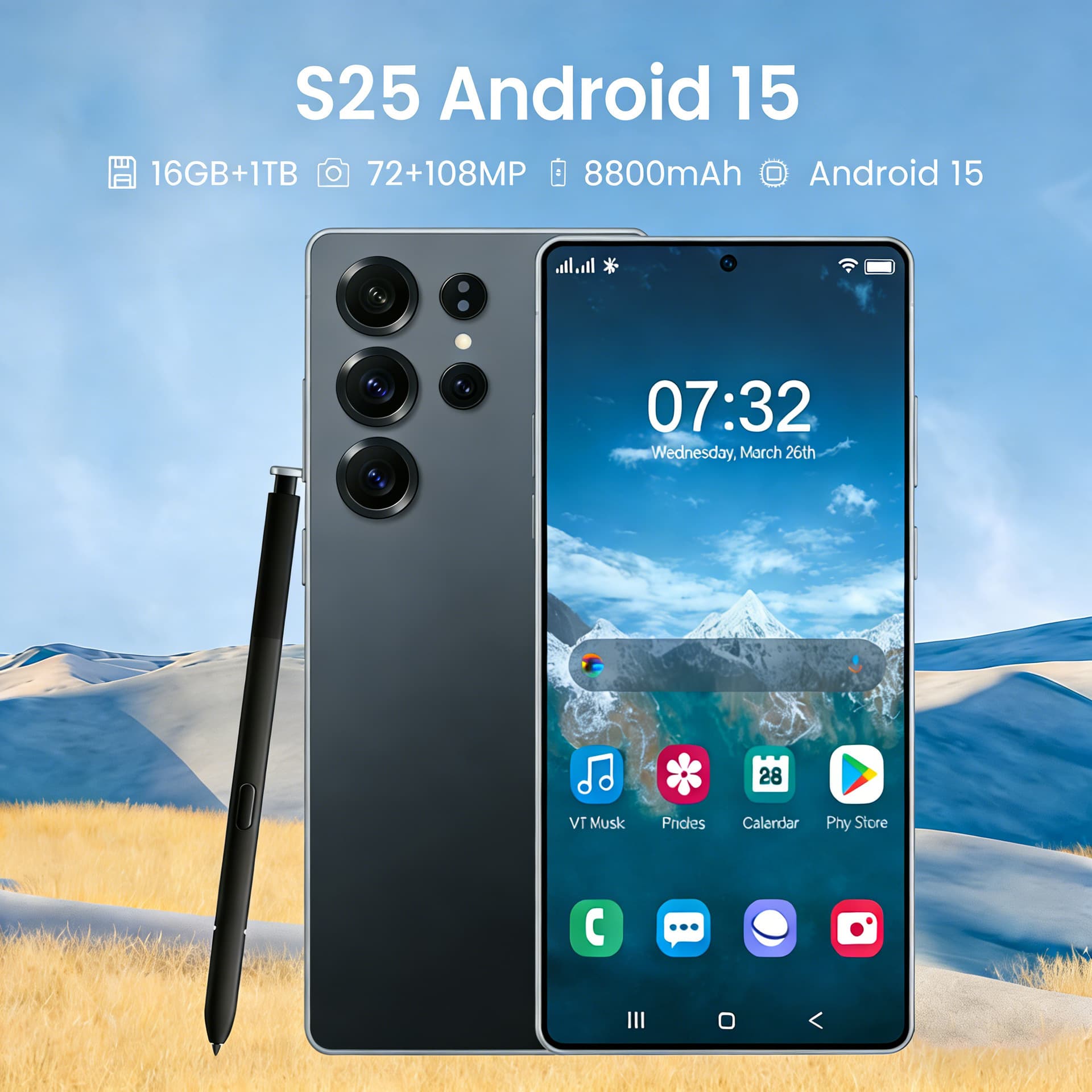 Cross-border S25 Ultra Smartphone with Built-in Stylus, 16+1TB Large Memory, Dropshipping Available, Direct from Factory