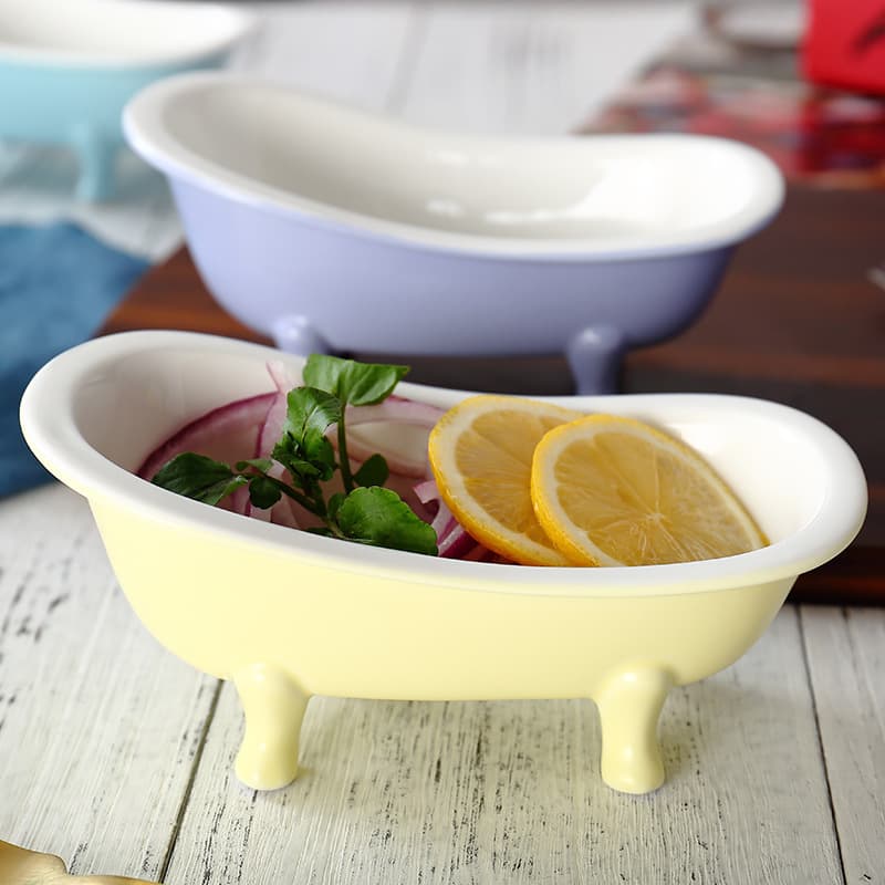 Creative Ceramic Dessert Bowl Cute Mini Bathtub Small Oatmeal Yogurt Ice Cream Bowl Ins Snack Mini Bathtub
