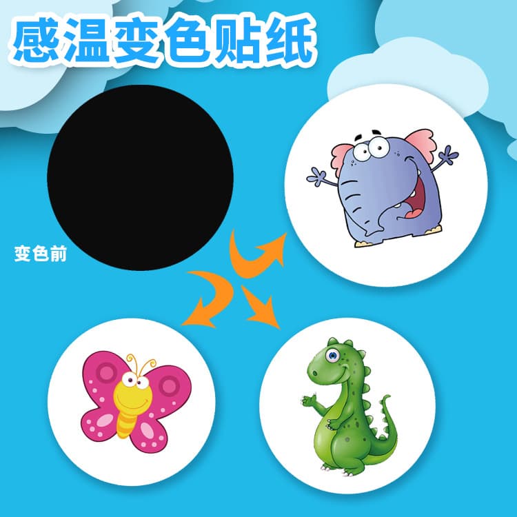 Factory Direct Temperature-Sensitive Color-Changing Sticker Reversible Thermochromic Cold and Water Color Change Reversible Temperature Sticker Temperature Color-Changing Sticker