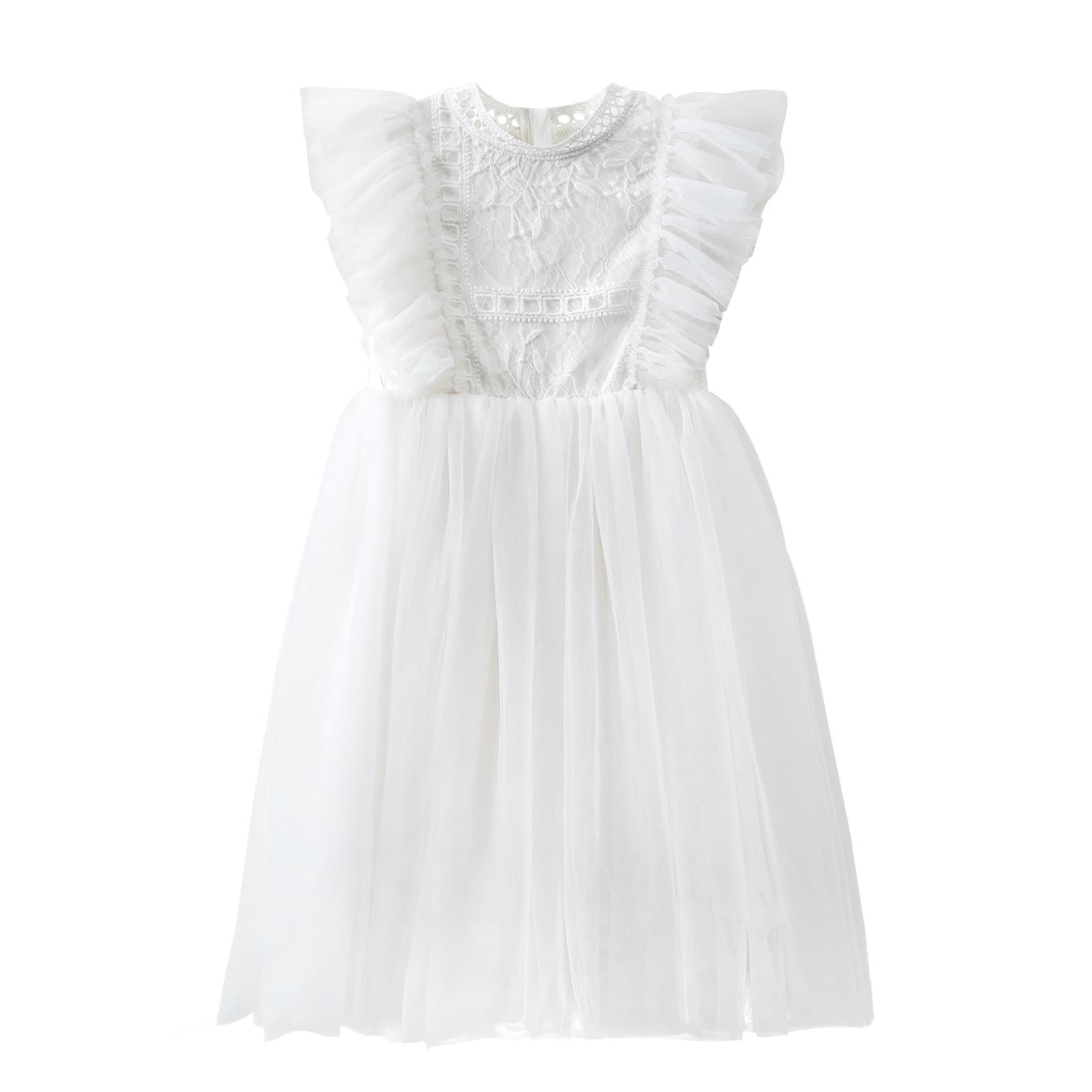 Ins Cross-border Kids' Clothing 2025 Trendy Korean-style Tulle Lace Vest Dress Princess Dress Baby First Birthday Gown