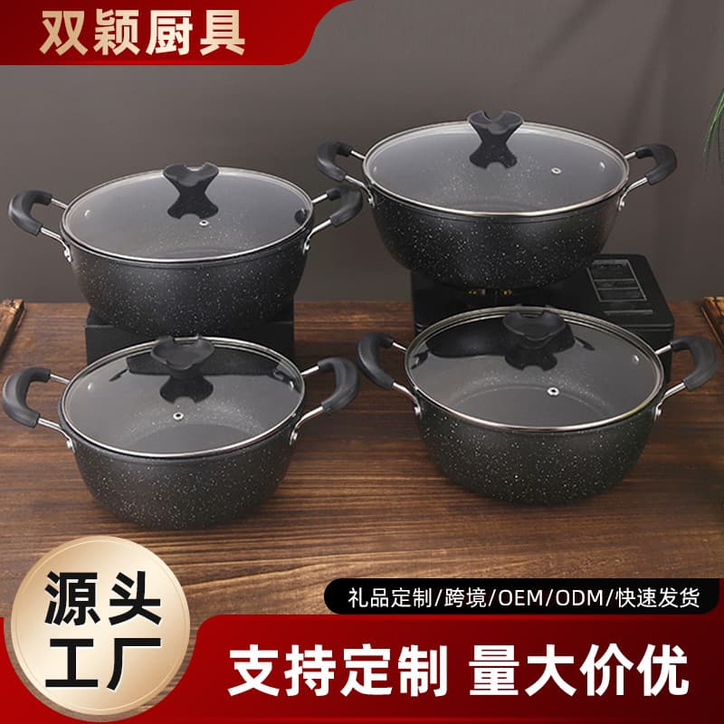 Factory Direct Non-Stick Soup Pot Household Steamer Pot Double Ear Health Stewing Pot Suitable for Soup Gas Stove Induction Cooker Universal