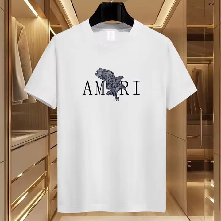 Spring/Summer New Cloud Cotton Solid Short Sleeve T-Shirt Round Neck Y2K Print Trendy AMI Style Men's Short Sleeve T-Shirt