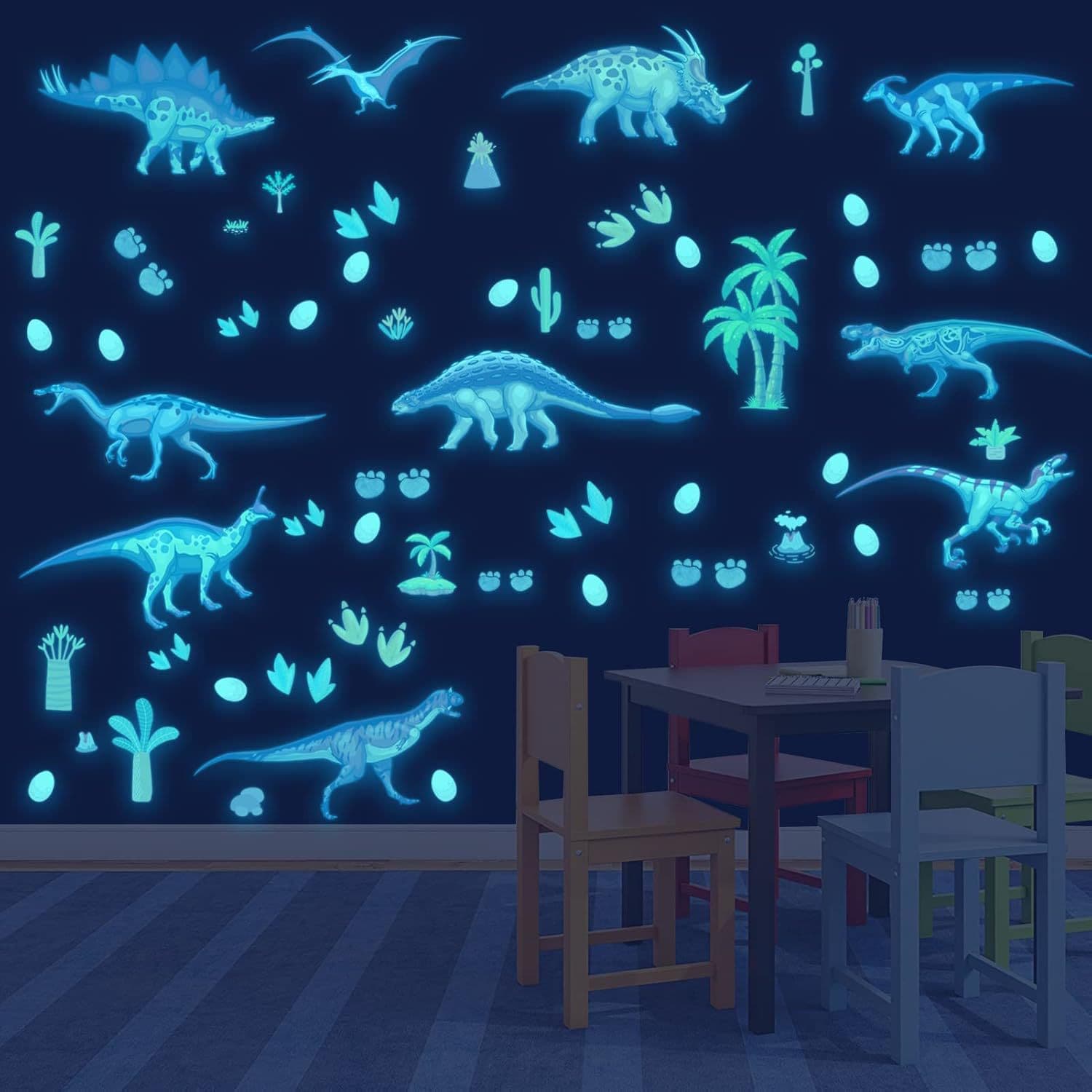 Amazon glow-in-the-dark dinosaur wall stickers luminous stickers for bedroom children's room room decoration wall stickers self-adhesive wall stickers
